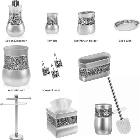 Decorative Crackled Glass 6 Piece Bathroom - Picture 6 of 6